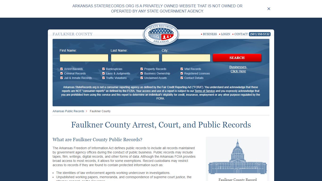 Faulkner County Arrest, Court, and Public Records