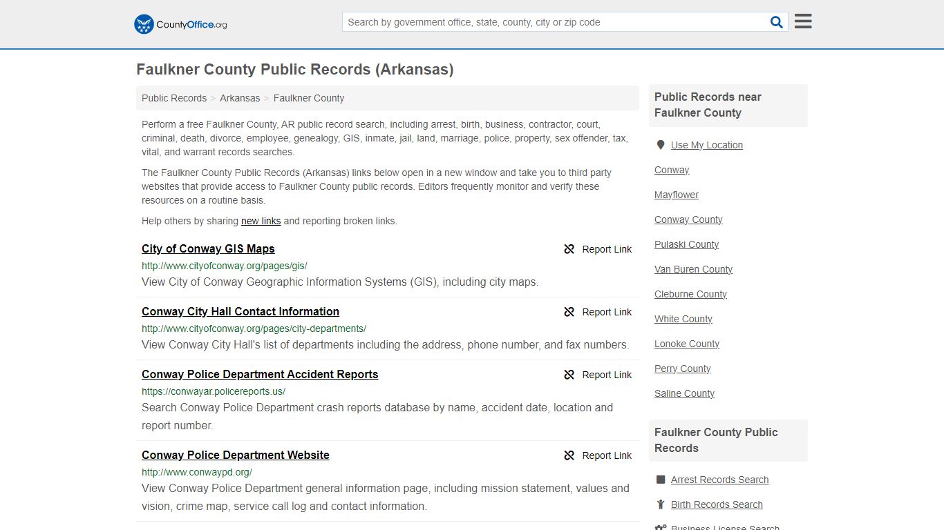 Faulkner County Public Records (Arkansas) - County Office